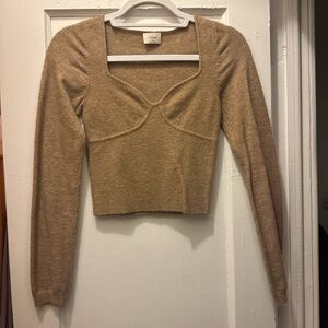 Aritzia Wilfred Tan Knit Top